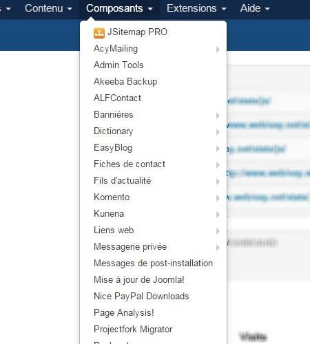 Lien composant absent Joomla