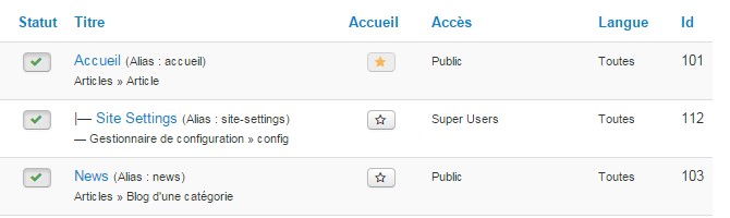 Désactiver l'élément de menu Accueil de Joomla!