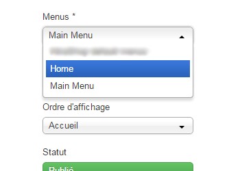 Désactiver l'élément de menu Accueil de Joomla!
