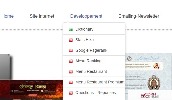 Structure menu Joomla