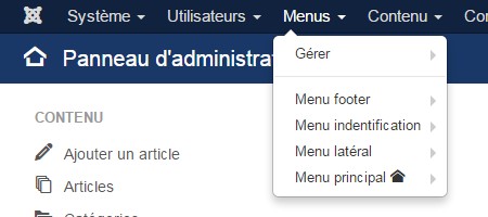 Créer son arborescence au moyen des menus