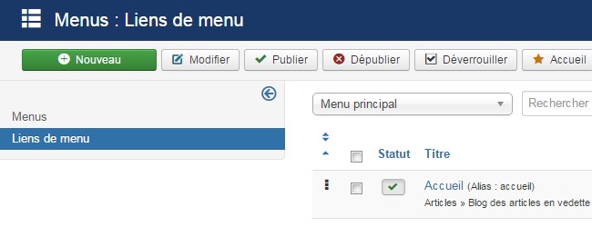 Créer son arborescence au moyen des menus