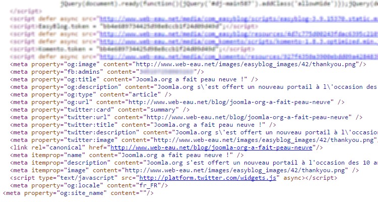 Les métadonnees dans Joomla!