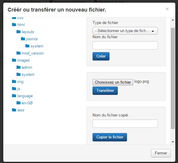 Personnalisation backend Joomla
