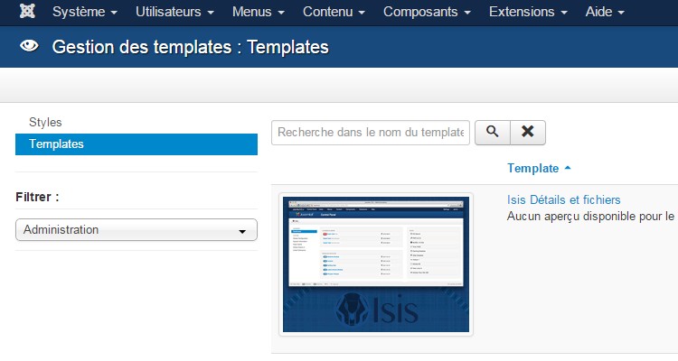 Personnalisation backend Joomla