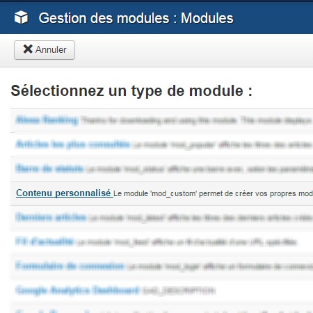 Personnalisation backend Joomla