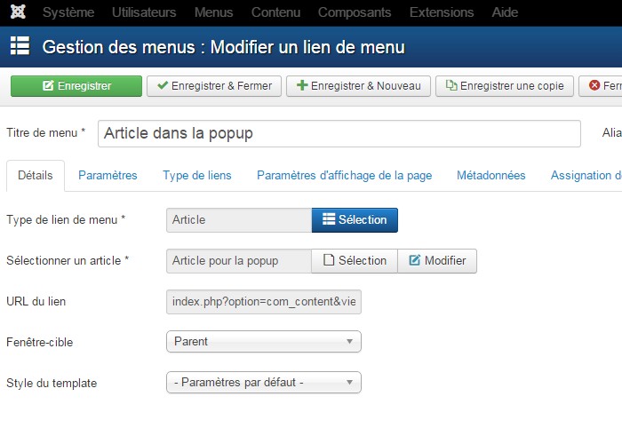 Article popup Joomla