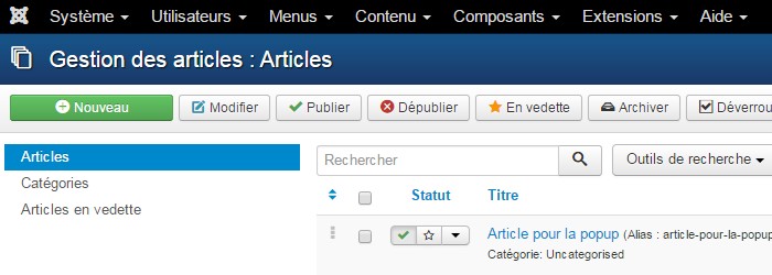 Article popup Joomla