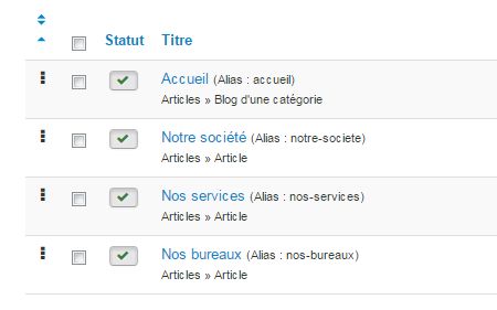 Réorganiser vos éléments de menus