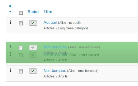 Réorganiser vos éléments de menus