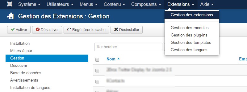 Suppression Joomla