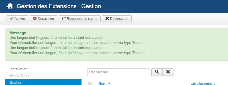 Suppression Joomla
