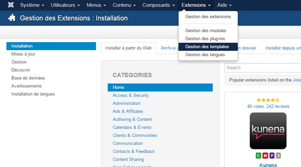 Installation Joomla template