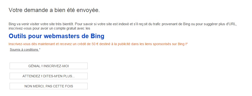 Soumettre son site à Bing
