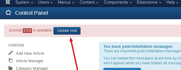 Mise à jour Joomla