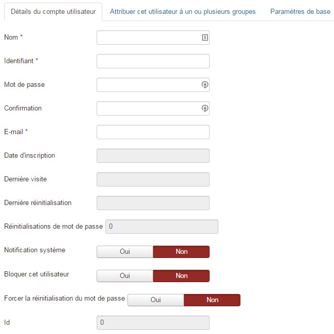 Configuration des utilisateurs