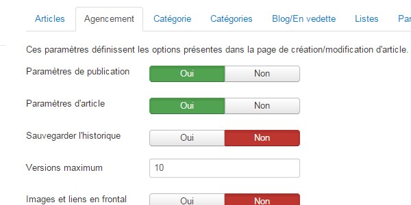 Versions contenu Joomla