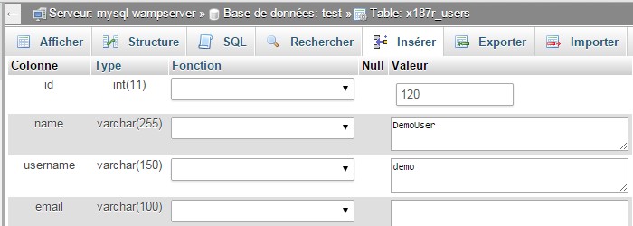 Erreur warning JUser Joomla