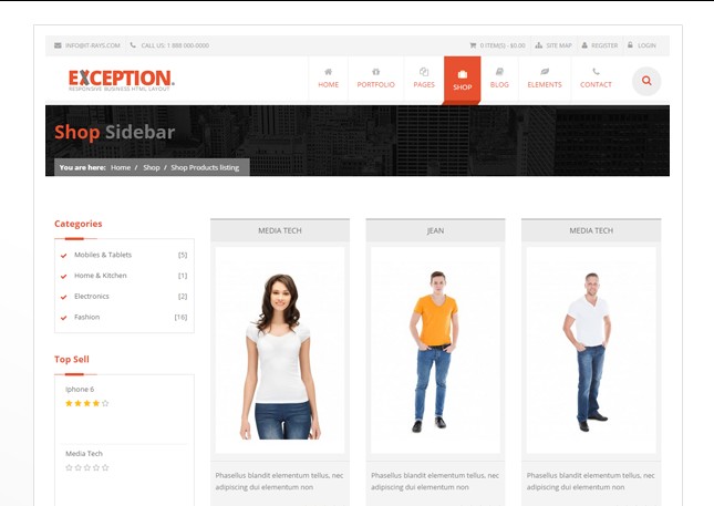 Exemple de template e-commerce